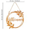 Willkommensschild Metall Dekoring Ø37cm Rostbraun mit floralem Design | Floristik24.ch