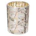 Floristik24 Windlicht Glas 12cm Winterwald Zweigdesign Gold innen