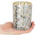 Windlicht Glas 12cm Winterwald Zweigdesign Gold innen | Floristik24.ch