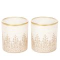 Floristik24 Windlichtglas mit Blumenmotiv Ø8cm H9cm im 2er-Set