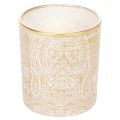 Windlicht Teelichthalter Glas Paisley-Muster Ø8cm H9cm 2er-Set Braun Weiss Gold | Floristik24.ch