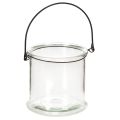 Floristik24 Windlicht aus klarem Glas mit Metallbügel Ø 12 cm H 12,5 cm 2er Set