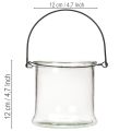 Windlicht aus klarem Glas mit Metallbügel Ø 12 cm H 12,5 cm 2er Set | Floristik24.ch