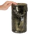 Windlicht Glas Grünbraun mit Hirsch und Baumreliefs 26 cm für Innenbereich | Floristik24.ch