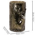 Windlicht Glas Grünbraun mit Hirsch und Baumreliefs 26 cm für Innenbereich | Floristik24.ch