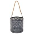 Floristik24 Windlicht Laterne Anthrazit Metall Ø16cm Set mit Glas