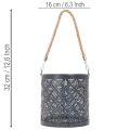 Windlicht Laterne Anthrazit Metall Ø16cm Set mit Glas | Floristik24.ch