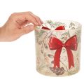Windlicht Glas mit roter Schleife und Winterzweigen 15 cm | Floristik24.ch