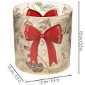 Windlicht Glas mit roter Schleife und Winterzweigen 15 cm | Floristik24.ch