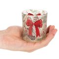 Windlichter Glas mit Weihnachtszweigen und roter Schleife 8 cm 2er-Set | Floristik24.ch