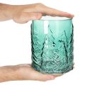 Windlicht Glas Türkisgrün mit Tannen-Relief 16 cm | Floristik24.ch