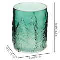 Windlicht Glas Türkisgrün mit Tannen-Relief 16 cm | Floristik24.ch