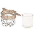 Teelichthalter Glas Metall Weide 10,5 cm Natur 3 Stück | Floristik24.ch
