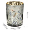 Kerzenglas aus Glas, Winterdesign mit Vögeln, gold glänzend, Höhe 12 cm, für Innenbereich | Floristik24.ch