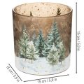 Teelichthalter Glas mit Tannenwald-Motiv 15cm | Floristik24.ch