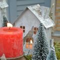Floristik24 Windlicht Haus Metall, Shabby Chic, Weihnachtsdeko, Weiß gewaschen, Antik-Look H14,5cm