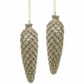 Floristik24 Christbaumschmuck Zapfen Gold Glitter 11cm 4St