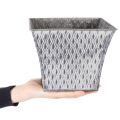 Zinktopf quadratisch mit Rautenmuster 15cm Grau für Innenbereich | Floristik24.ch