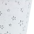Floristik24 Zinktopf mit Sternen Ø9cm H8cm Weiß gewaschen 6St
