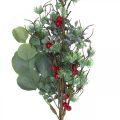 Floristik24 Weihnachtszweig Künstlich Grün Rote Beeren Deko 70cm