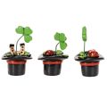 Glücksfiguren Kleeblatt und Käfer im Zylinder 7cm, 3er-Set, Kunststoff, Grün und Schwarz | Floristik24.ch