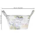 Blumenschale Metall mit Griffen oval Hortensien-Motiv 26×13×14,5cm | Floristik24.ch