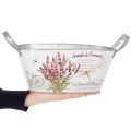 Blumenschale oval Metall Lavendelmotiv mit Griffen 32×15×15cm | Floristik24.ch