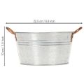 Blumenschale aus Metall rund mit Griffen Ø17,5 cm H9 cm in Silber und Kupfer für Innen- und Aussenbereich | Floristik24.ch