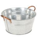 Floristik24 Blumenschale aus Metall rund mit Griffen Ø17,5 cm H9 cm in Silber und Kupfer für Innen- und Aussenbereich
