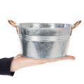 Blumenschale aus Metall rund mit Griffen Ø17,5 cm H9 cm in Silber und Kupfer für Innen- und Aussenbereich | Floristik24.ch
