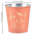 Blumentopf Metall Apricot Ø11,5cm H11,5cm mit Blumenmuster für Innen | Floristik24.ch