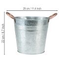 Blumentopf Metall Ø21cm H19,5cm mit Griffen in Zink-Optik, Silbern/Kupfer, Indoor/Outdoor | Floristik24.ch
