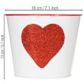 Blumentopf aus Metall Weiss mit Rotem Herz Ø18cm Höhe 13,5cm für Innenbereich | Floristik24.ch