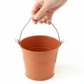 Deko-Eimer aus Metall, Übertopf mit Henkel, Orangebraun Ø16cm H14,5cm, 1,6L | Floristik24.ch