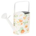 Floristik24 Dekorative Giesskanne aus Metall, 31,5 cm, mit Rosenmotiv, Weiss-Bunt, für Innen- und Aussenbereiche