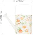 Dekorative Giesskanne aus Metall, 31,5 cm, mit Rosenmotiv, Weiss-Bunt, für Innen- und Aussenbereiche | Floristik24.ch