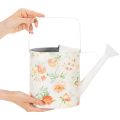 Dekorative Giesskanne aus Metall, 31,5 cm, mit Rosenmotiv, Weiss-Bunt, für Innen- und Aussenbereiche | Floristik24.ch