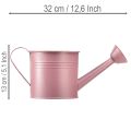 Deko-Giesskanne aus Metall, Ø 13,5 cm, H 12,5 cm, Rosa, Overtopf für Innen | Floristik24.ch