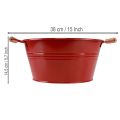 Deko-Schale mit Griffen aus Metall in Rot Ø29cm H14,5cm – Blumenschale für Pflanzen | Floristik24.ch