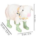 Dekofigur Schwein aus Polyresin mit Blumenkranz und Gummistiefeln 15,5 cm | Floristik24.ch