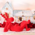 Dekofigur Rentier liegend aus Kunststoff 24 cm Rot 2er-Set | Floristik24.ch