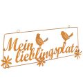 Floristik24 Dekohänger Metall Edelrost „Mein Lieblingsplatz“ mit Vögeln 55x20 cm für Garten und Balkon