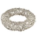 Dekokranz Holz Deko Rattan Natur Weiß Ø40cm H9,5cm | Floristik24.ch