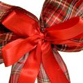 Dekoschleife Weihnachten Geschenkschleife Outdoor Rot Kariert 6cm breit 20×29cm 5St | Floristik24.ch