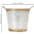 Dekotopf Metall mit Griffen Ø17cm H16,5cm Silbern Edelrost für Pflanzen | Floristik24.ch