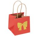 Floristik24 Geschenktüte aus Papier mit Schleifen-Motiv, 12 cm, Rot-Gold, 8 Stück