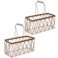 Floristik24 Gitterkorb aus Metall in Rostoptik – Rechteckig, 28x13,5x14 cm, 2 Stück