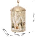 Weisse und goldene Metallglocke mit Winterdorf-Motiv 20 cm | Floristik24.ch