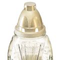 Grablicht Glas Vase Retro Grablaterne Klar Weiß Gold Ø11cm H26,5cm | Floristik24.ch