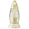 Grablicht Glas Vase Retro Grablaterne Klar Weiß Gold Ø11cm H26,5cm | Floristik24.ch